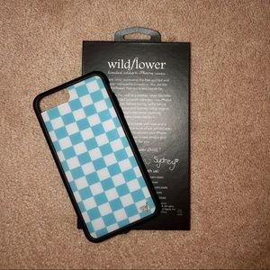 WILDFLOWER powder blue checkered phone case